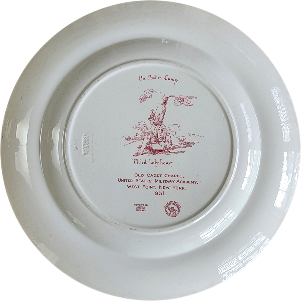 1931 Wedgwood Old Cadet Chapel West Point Plate US Military Academy Commemorative Red Transferware