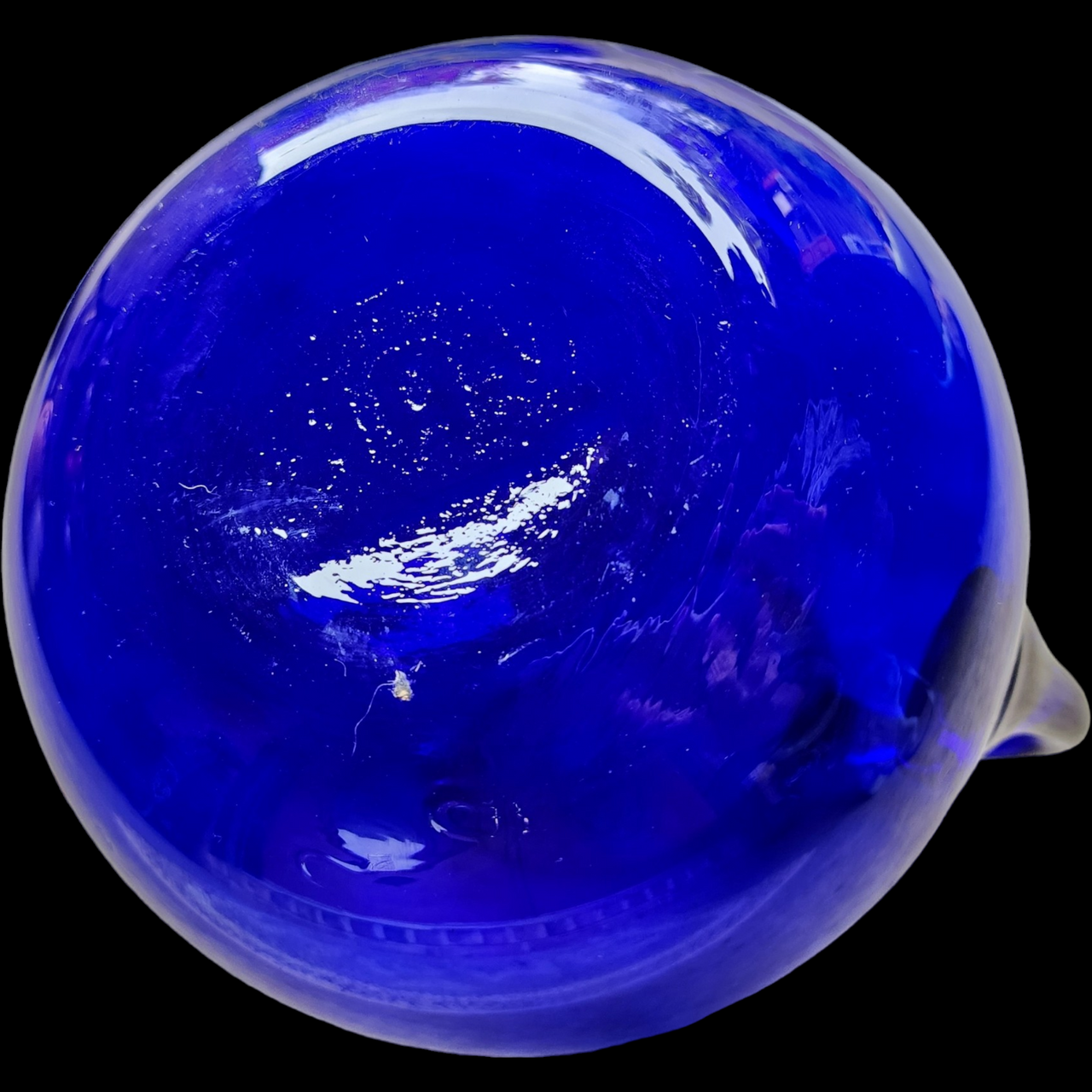 1940s Art Deco Hand Blown Glass Pitcher in Cobalt Blue