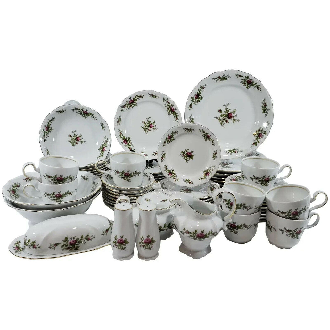 JOHANN HAVILAND Moss Rose Fine China Traditions 54 Piece Place Setting