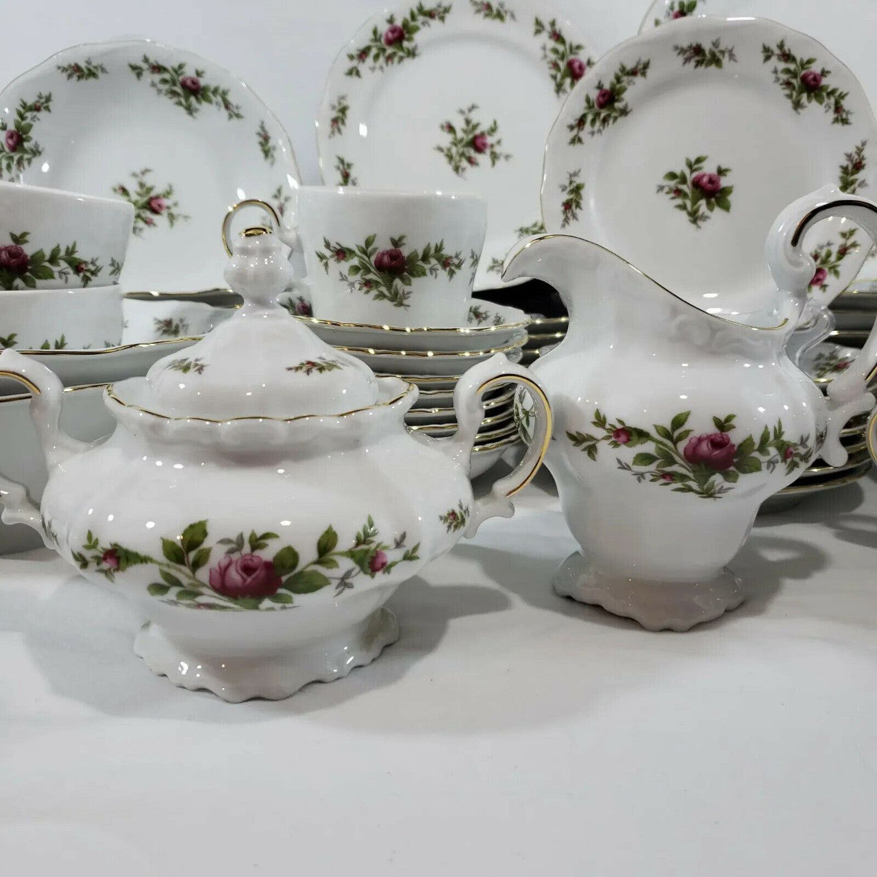 JOHANN HAVILAND Moss Rose Fine China Traditions 54 Piece Place Setting