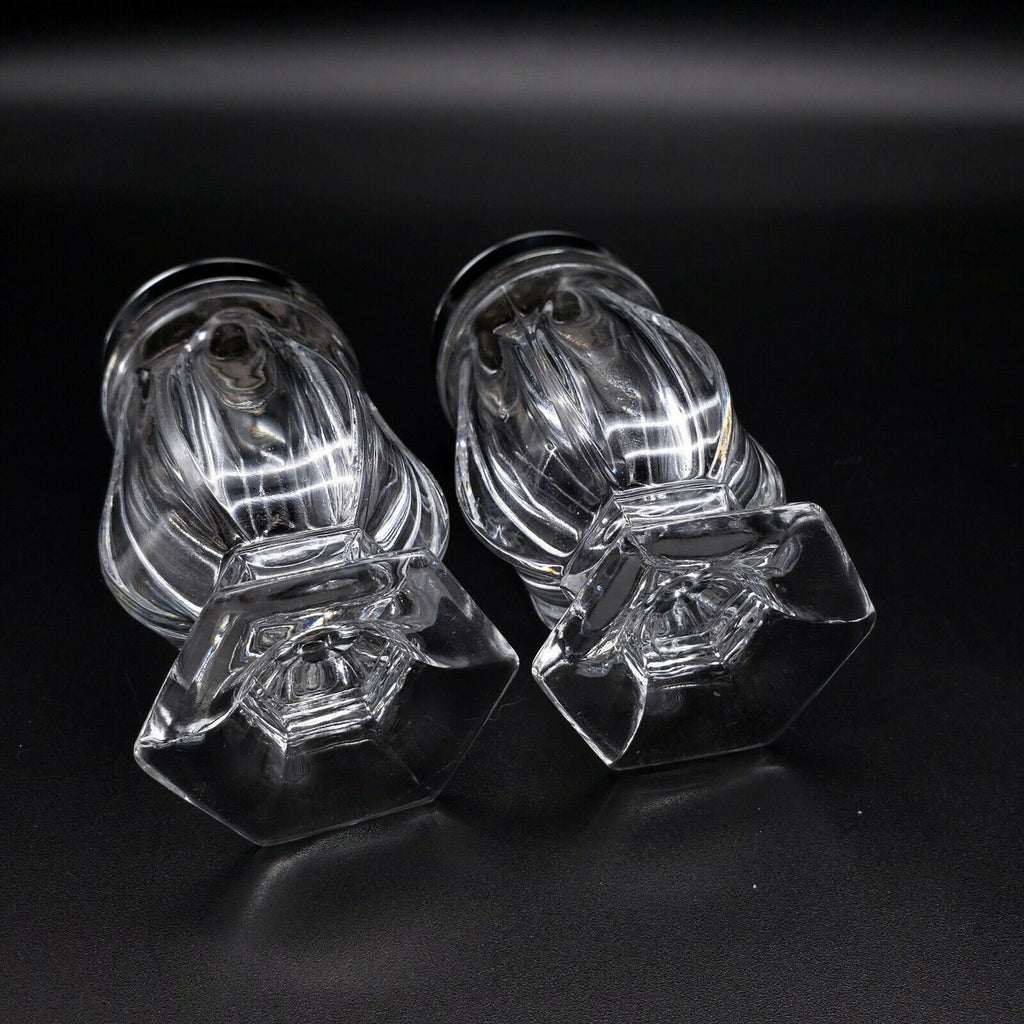 FOSTORIA Revere Giftware Clear Glass Footed Shaker Set & Metal Lids