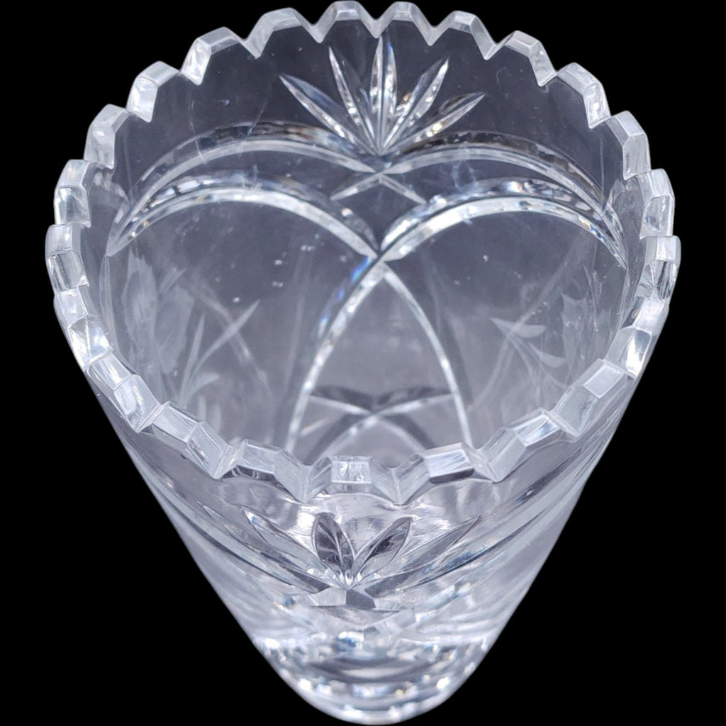 1960s Vintage German Lead Crystal Grape & Leaf Flower Vase
