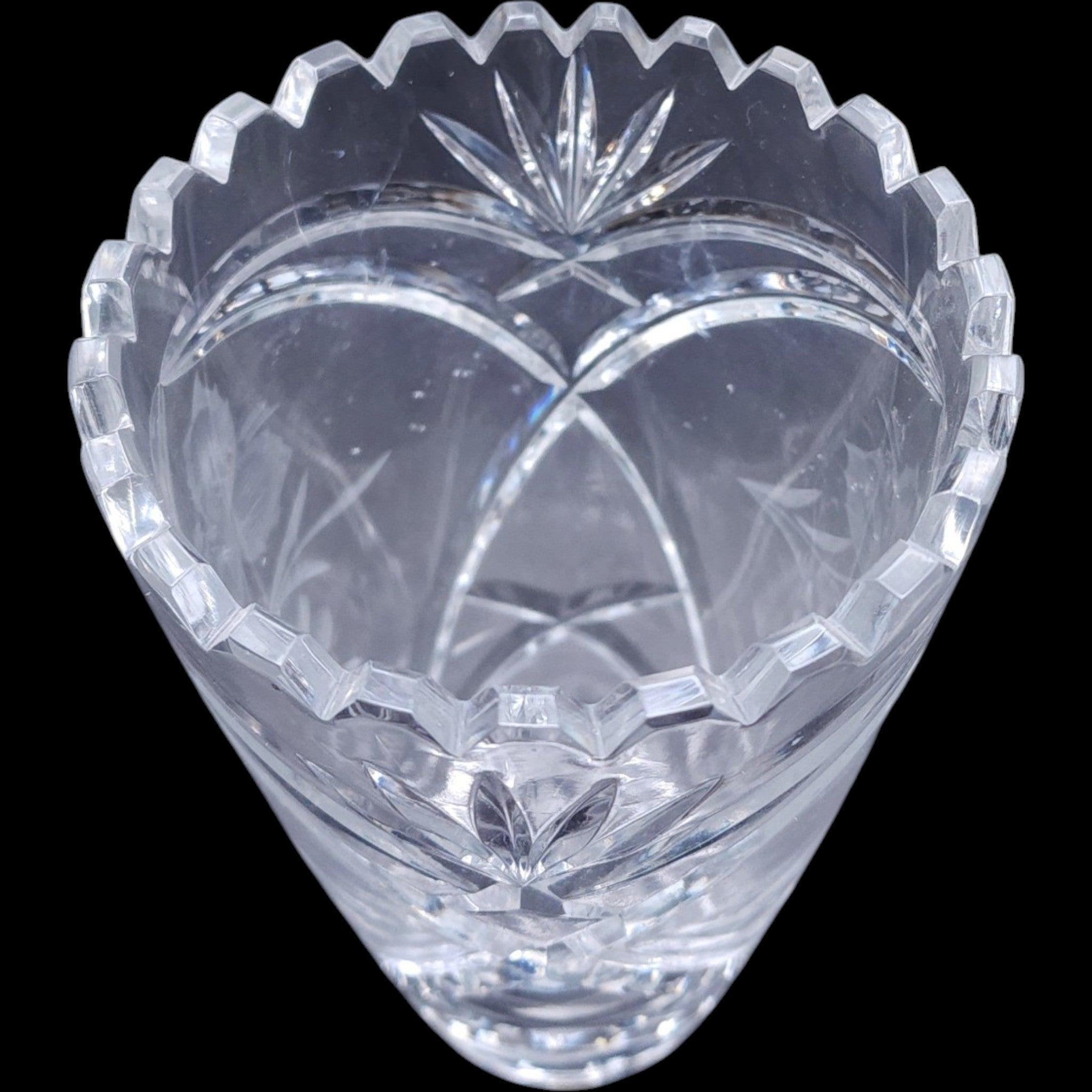 1960s Vintage German Lead Crystal Grape & Leaf Flower Vase