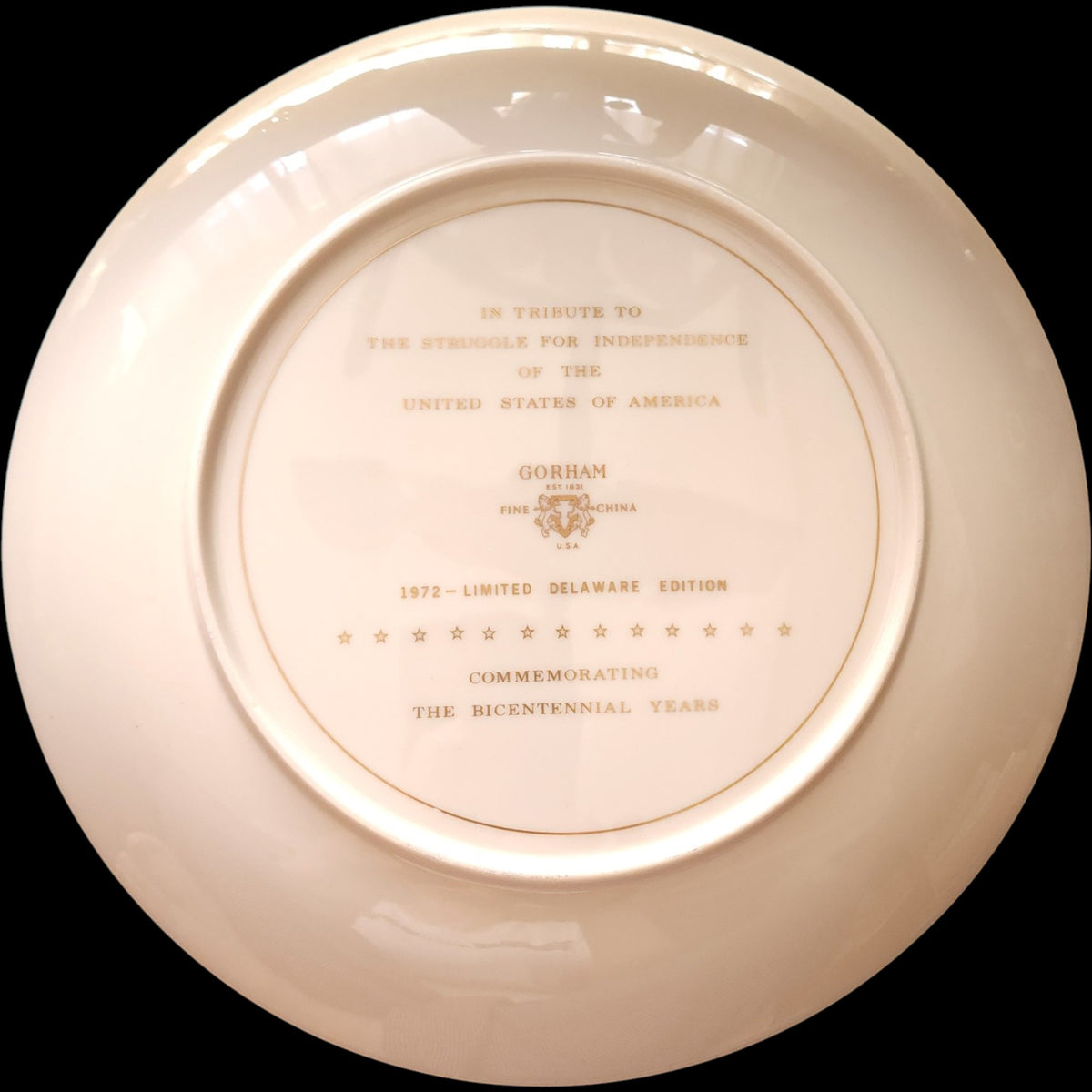 1972 Gorham Bicentennial Delaware Edition Collector Plate Struggle for Independence