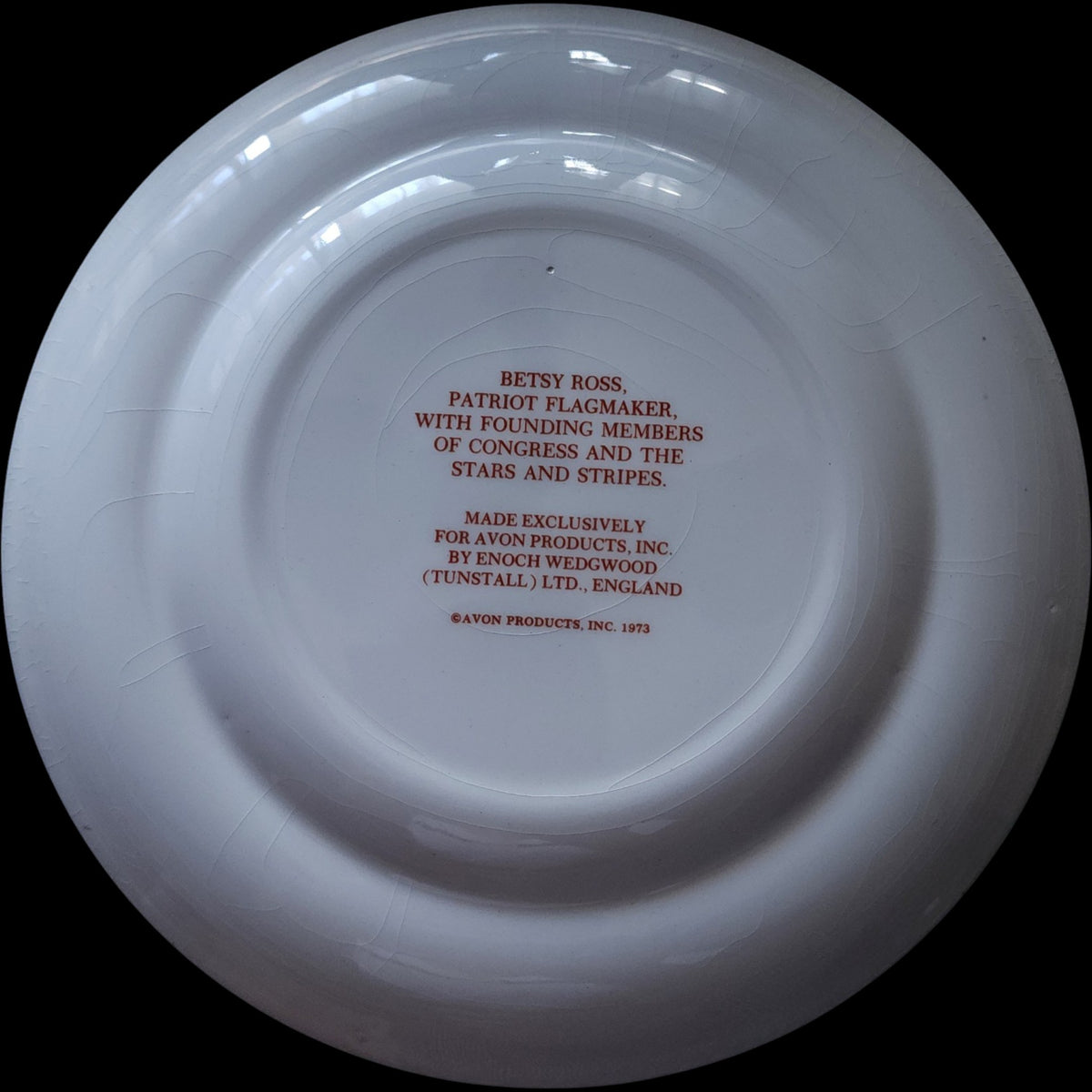 1973 Avon Betsy Ross Collector Plate Enoch Wedgwood England Bicentennial Decor