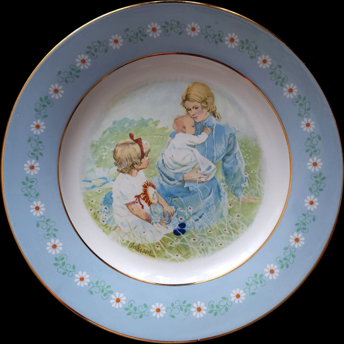 1974 Avon Tenderness Plate Pontesa Spain Mother & Children Ironstone Collector Plate