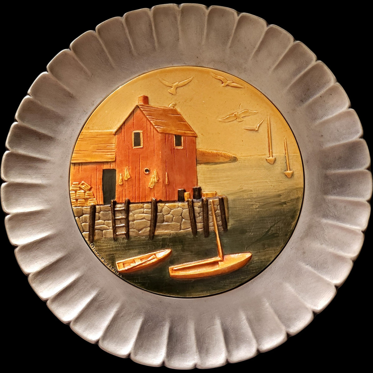 1978 Sebastian Miniatures Motif #1 Rockport Collector Plate Pewter Prescott Baston