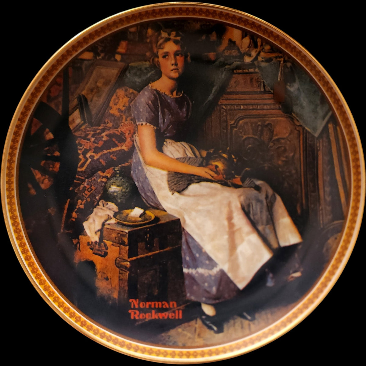 1981 Edwin M Knowles Norman Rockwell Dreaming in the Attic Collector Plate