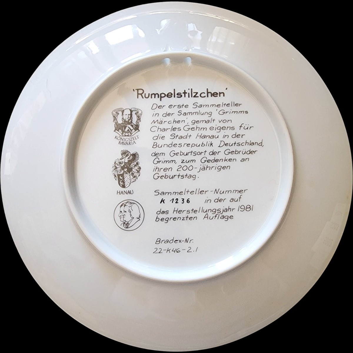 1981 Konigszelt Bayern Rumpelstilzchen Collector Plate by Charles Gehm
