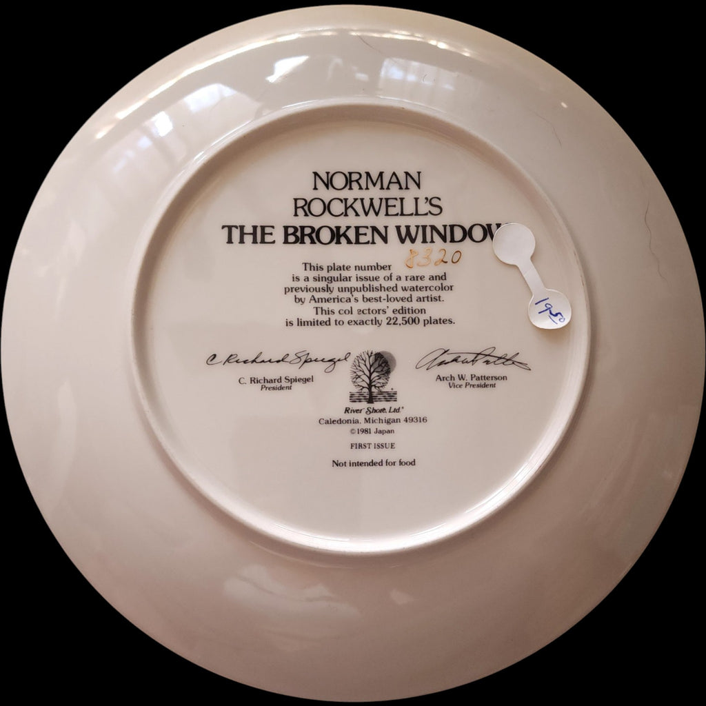 1981 Norman Rockwell The Broken Window River Shore Porcelain Collector Plate