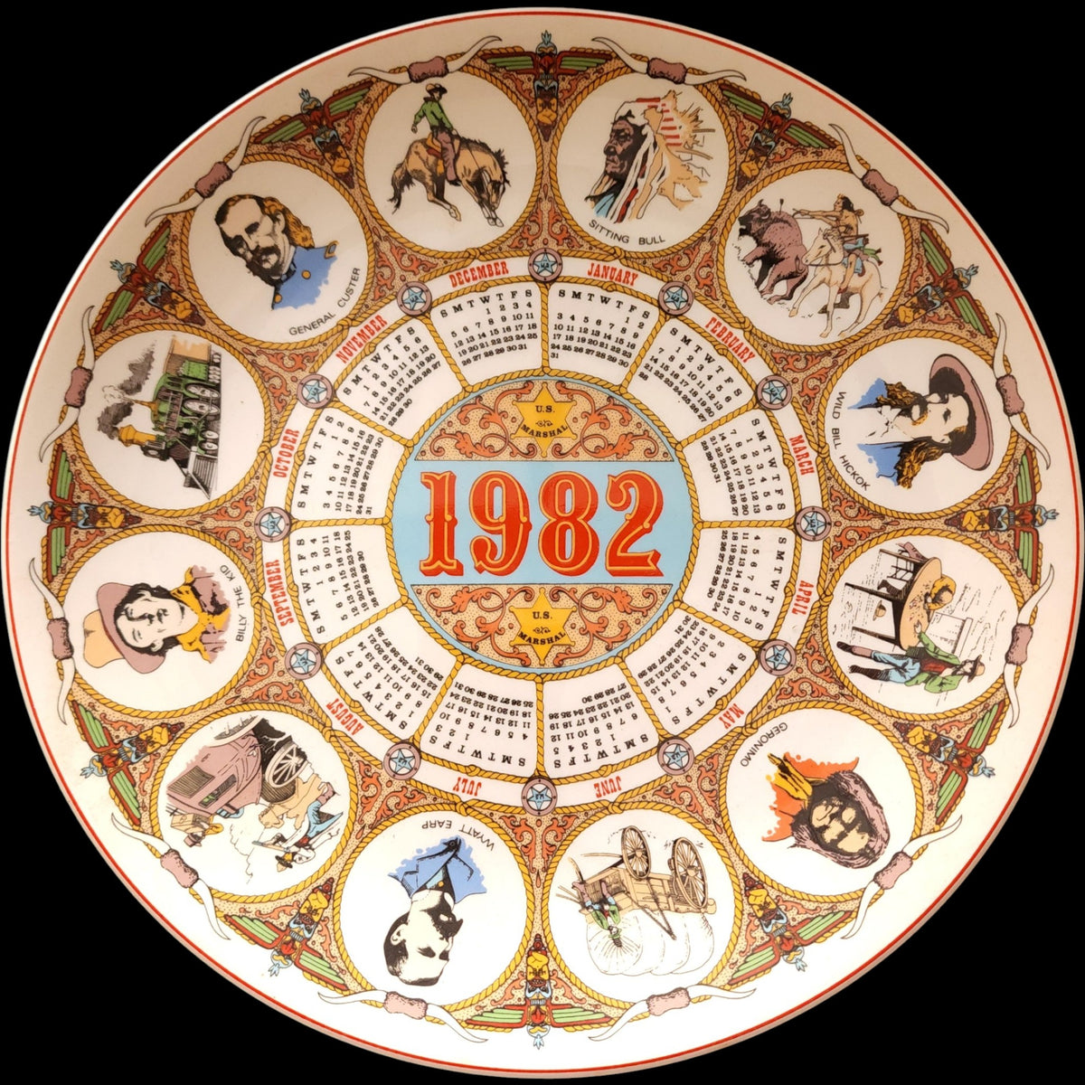 1982 Wedgwood Wild West Calendar Plate English Queen's Ware Fine Etruria