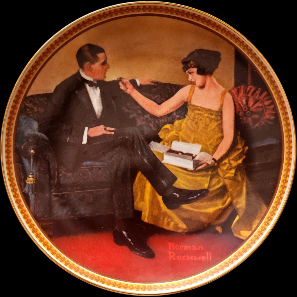 1983 Edwin M Knowles Norman Rockwell Flirting in the Parlor Collector Plate