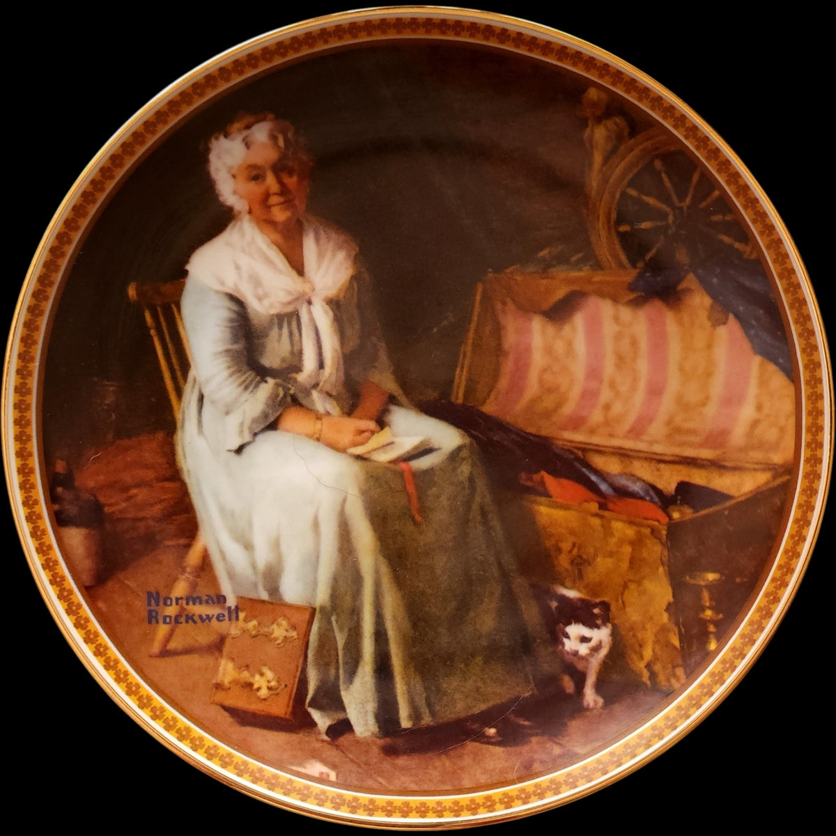 1983 Edwin M Knowles Norman Rockwell Reminiscing in the Quiet Collector Plate