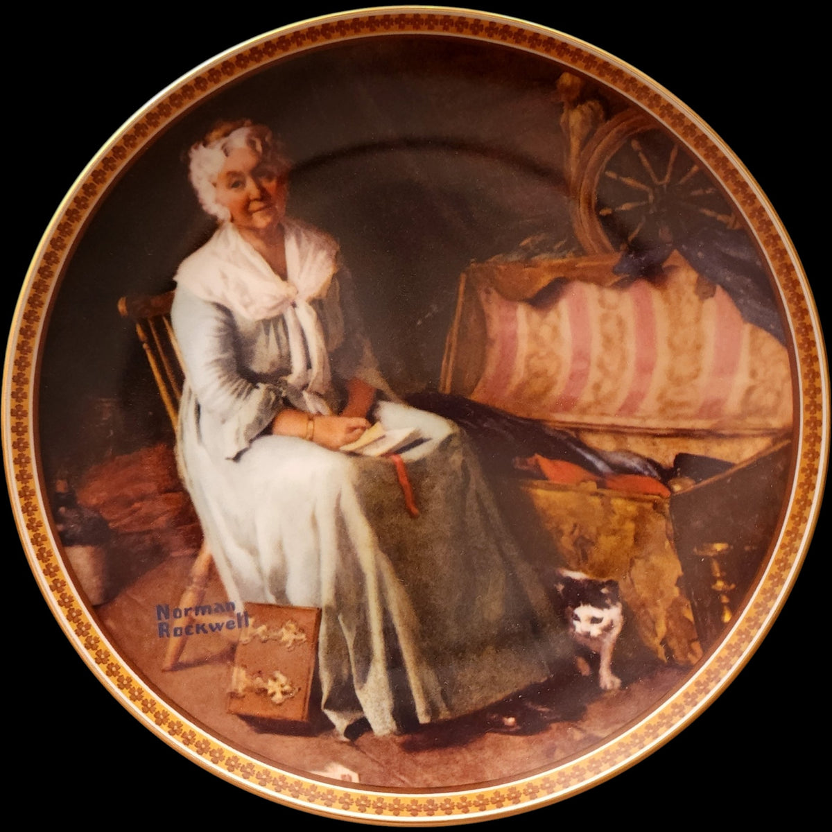 1983 Edwin M Knowles Norman Rockwell Reminiscing in the Quiet Collector Plate