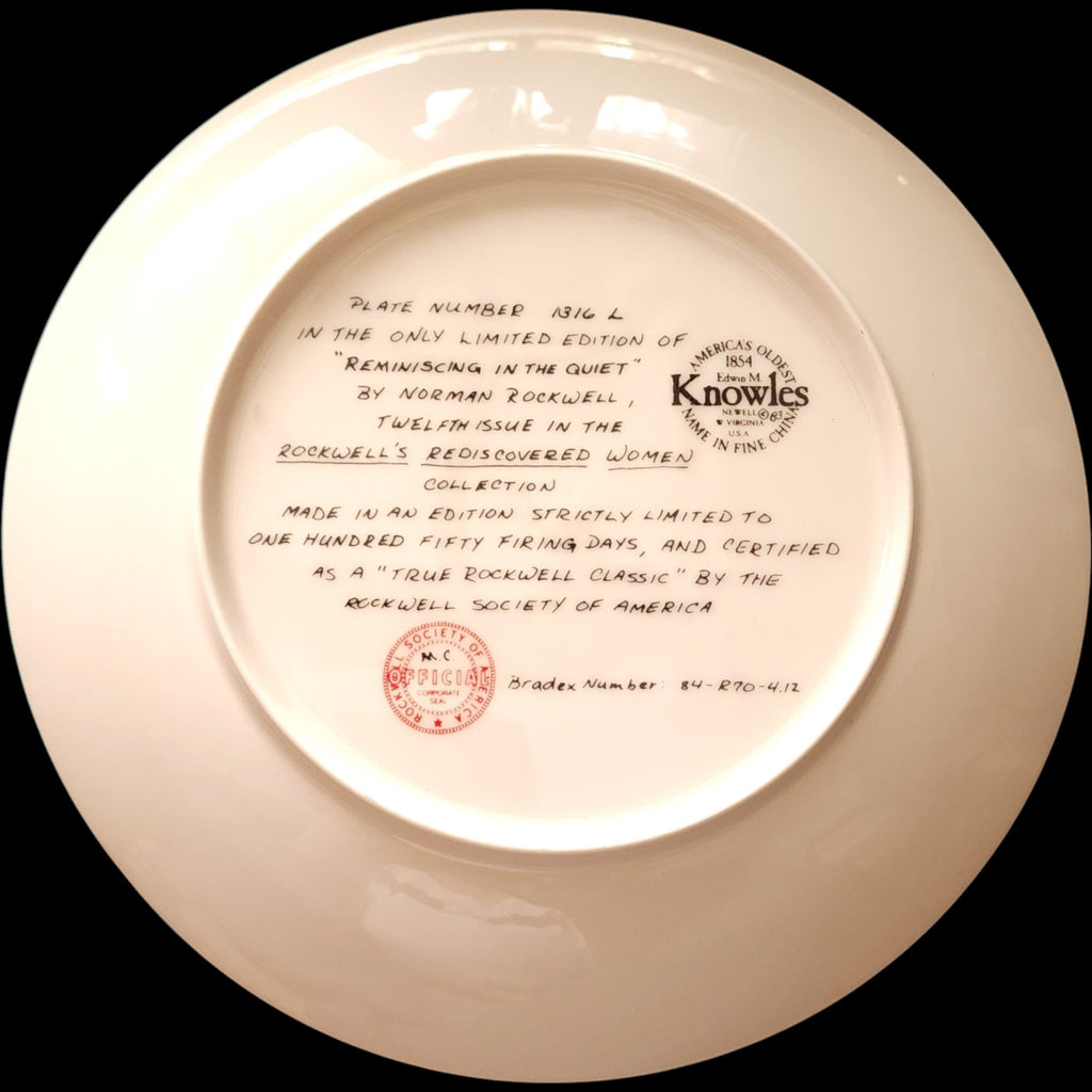 1983 Edwin M Knowles Norman Rockwell Reminiscing in the Quiet Collector Plate