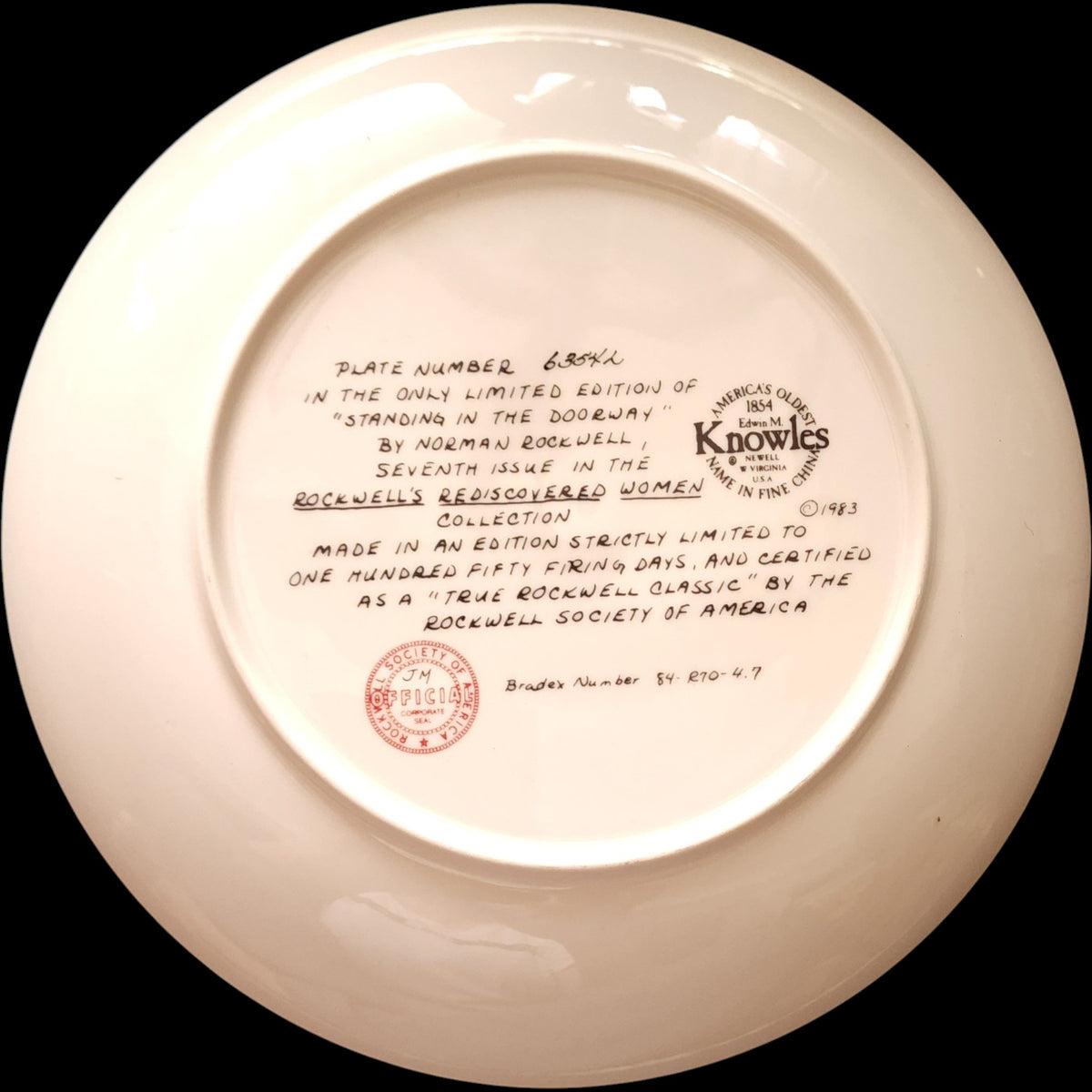 1983 Edwin M Knowles Norman Rockwell Standing in the Doorway Collector Plate