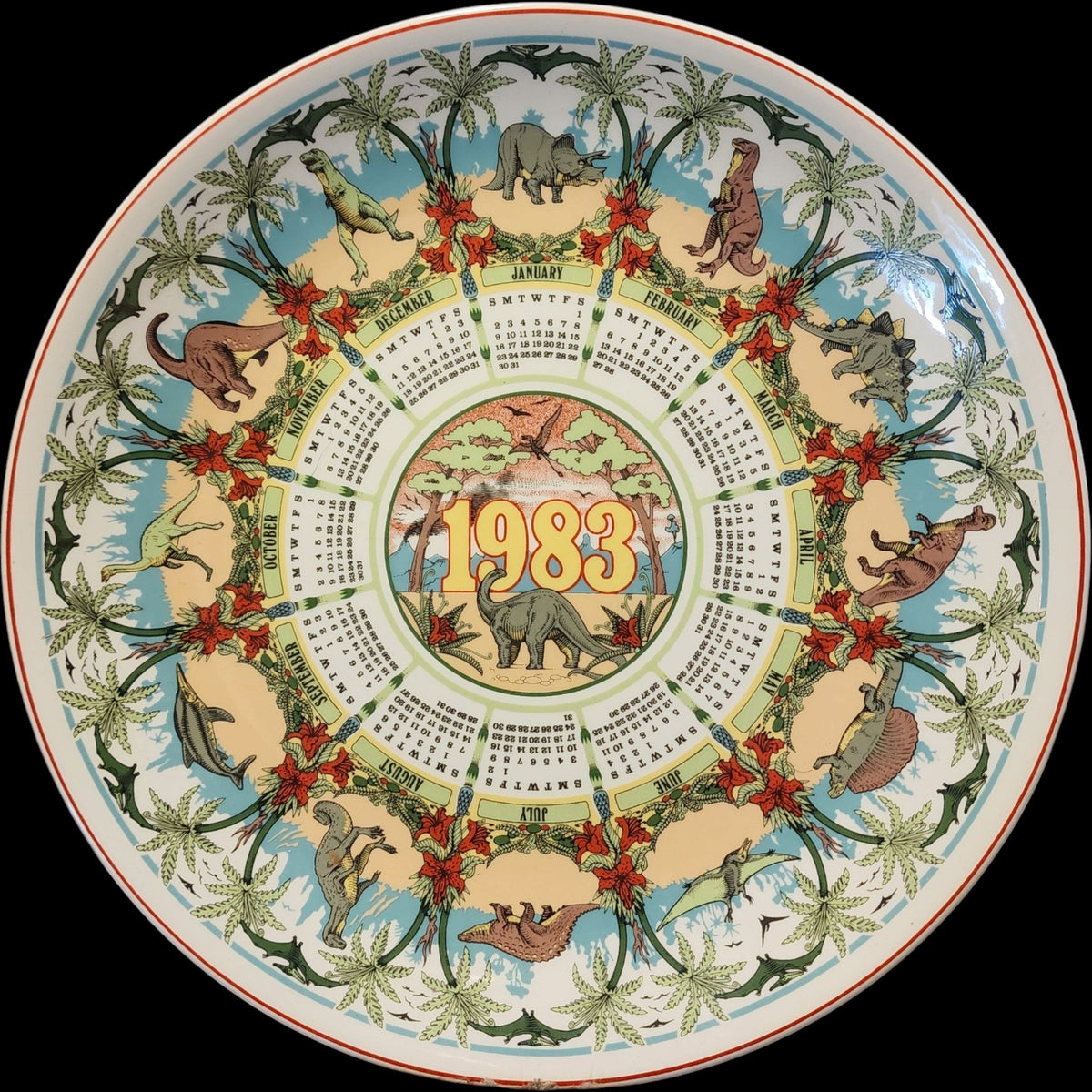 1983 Wedgwood Calendar Plate The Age of Reptiles Dinosaur Collector Plate