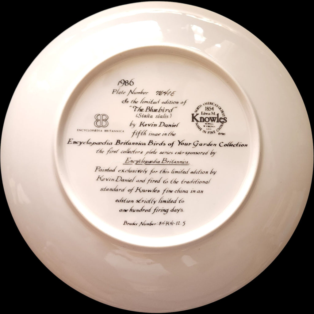 1986 Edwin M Knowles Kevin Daniel The Bluebird Collector Plate