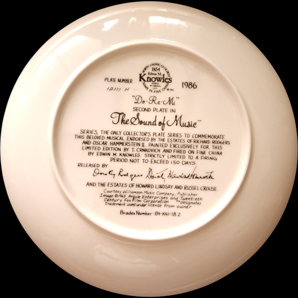 1986 Edwin M Knowles The Sound of Music Do-Re-Mi Collector Plate