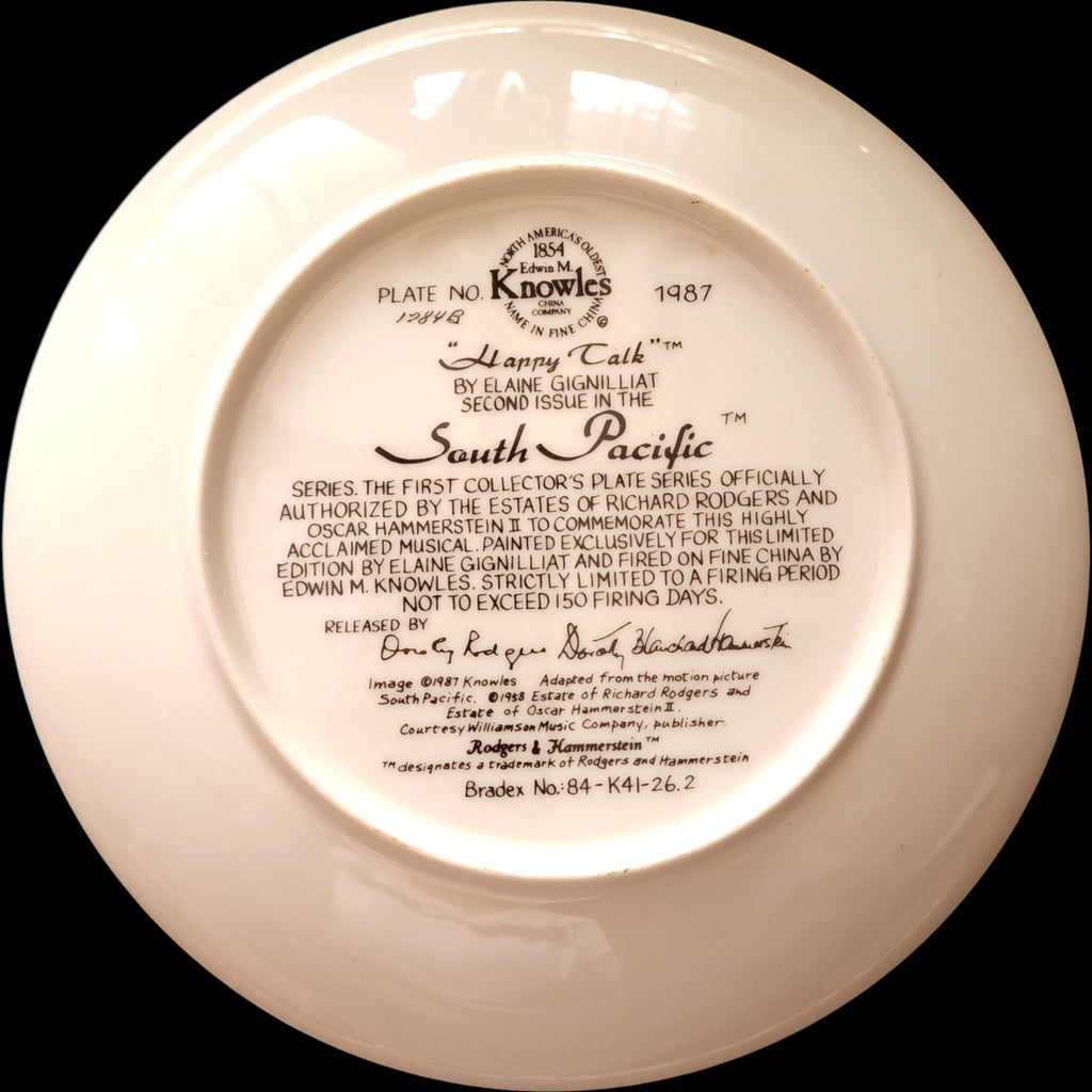 1987 Edwin M Knowles Elaine Gignilliat Happy Talk South Pacific Collector Plate