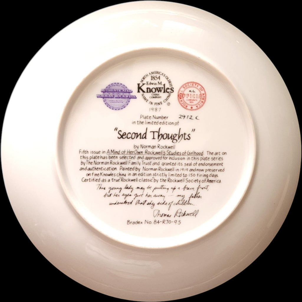 1987 Edwin M Knowles Norman Rockwell Second Thoughts Collector Plate