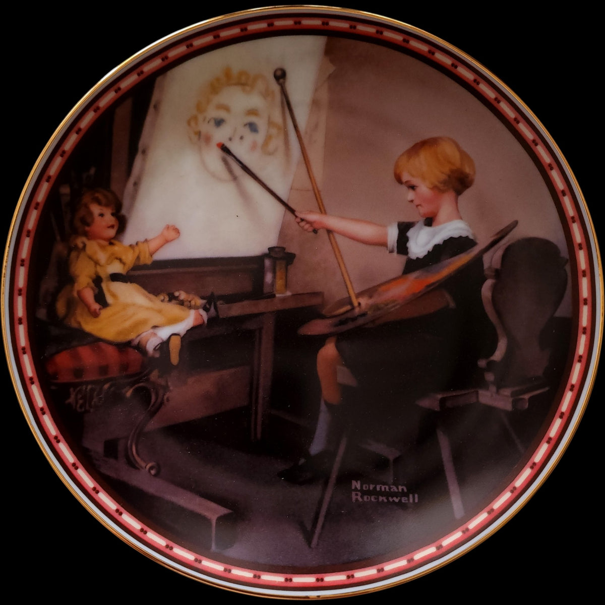 1987 Edwin M Knowles Norman Rockwell Serious Business Collector Plate