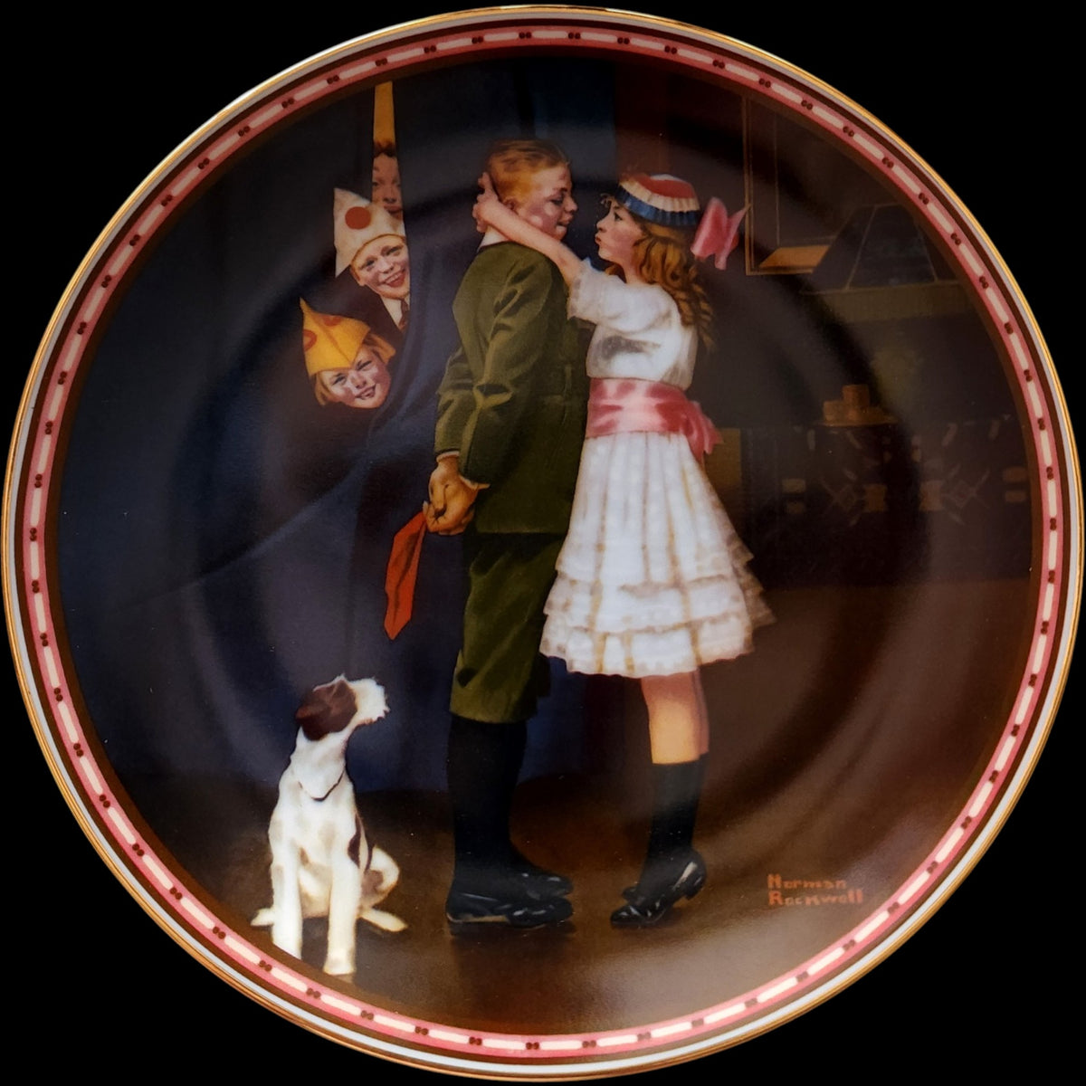 1988 Edwin M Knowles Norman Rockwell Kiss and Tell Collector Plate