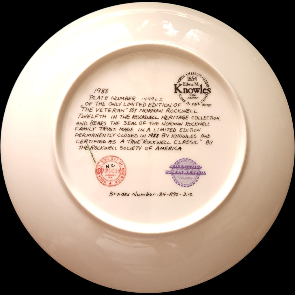1988 Edwin M Knowles Norman Rockwell The Veteran Collector Plate