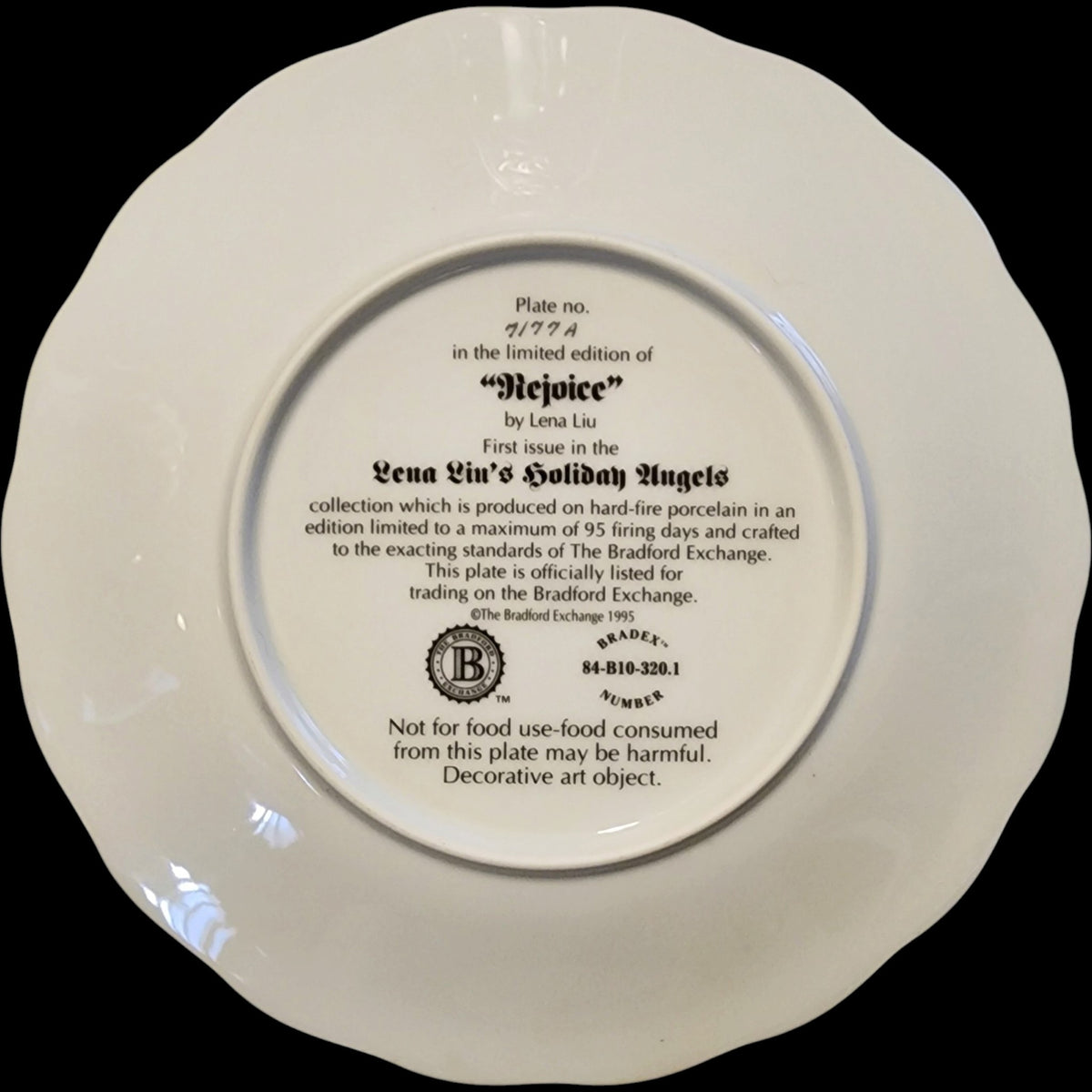 1995 Bradford Exchange Lena Liu Rejoice Angel Collector Plate