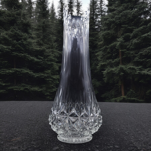 19" Smith Glass Solitaire Clear Pressed Glass Swung Bud Vase