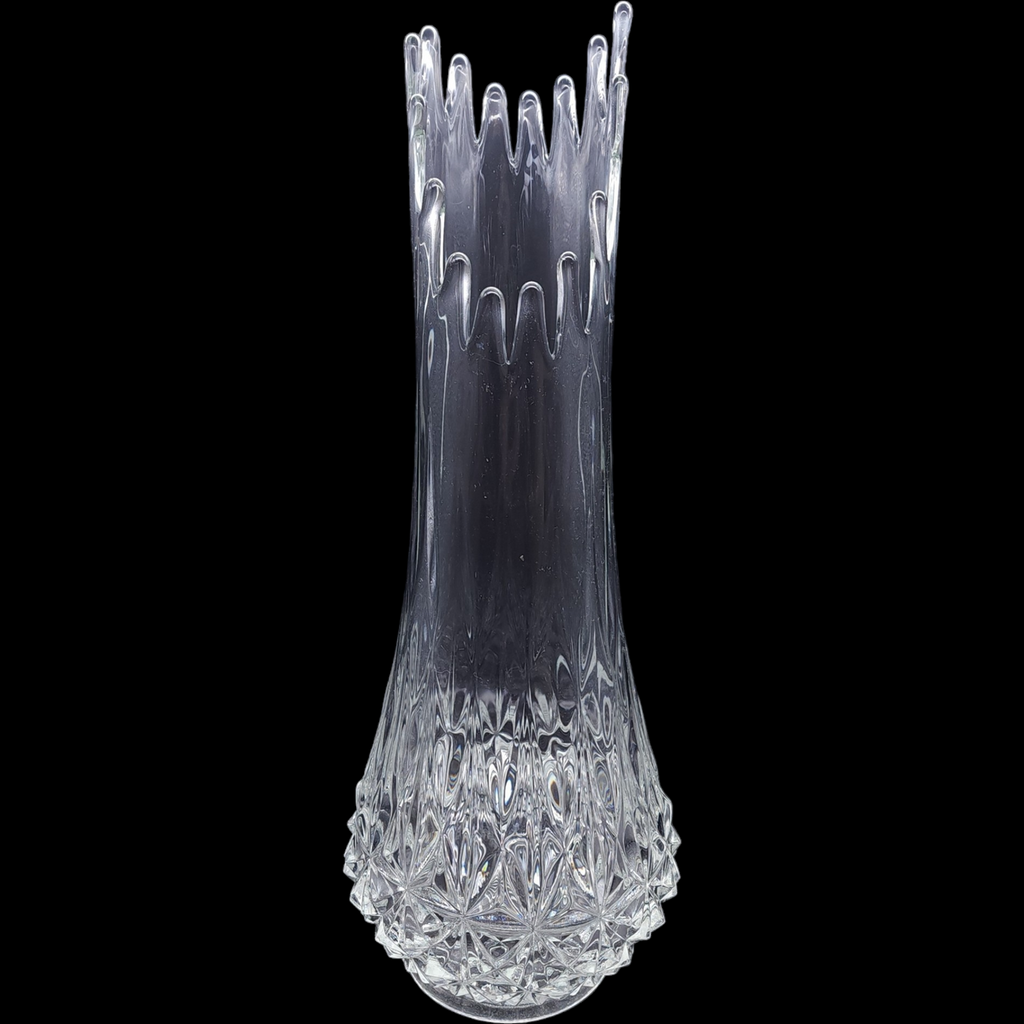 19" Smith Glass Solitaire Clear Pressed Glass Swung Bud Vase