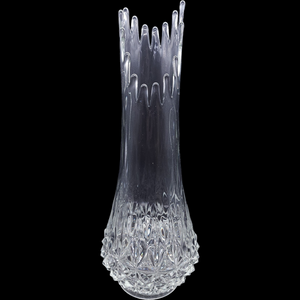 19" Smith Glass Solitaire Clear Pressed Glass Swung Bud Vase