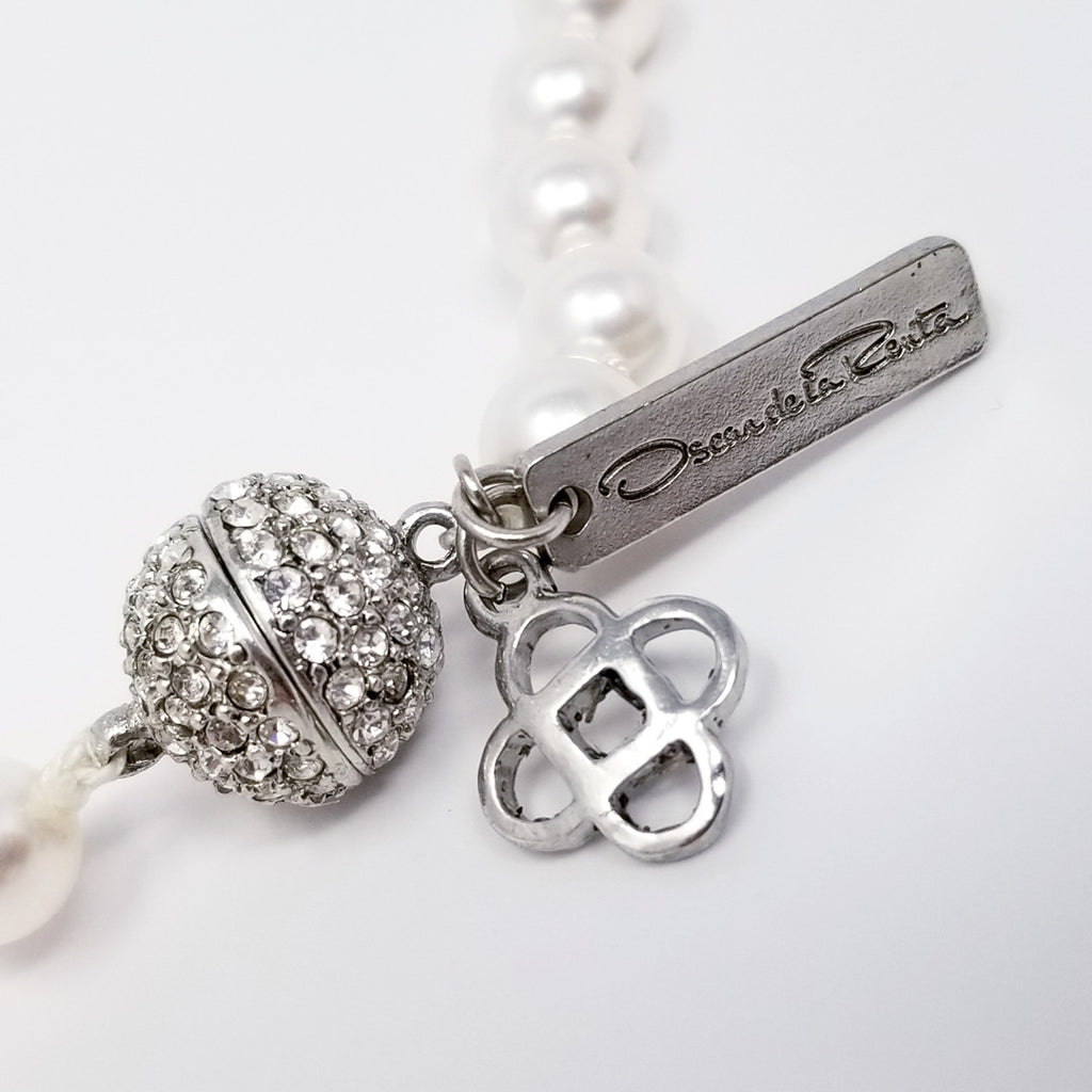 Oscar de la Renta Glass Pearl and Crystal Tassel Necklace