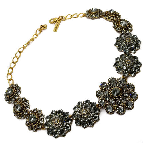 Oscar De La Renta Black Diamond Jeweled Statement Necklace