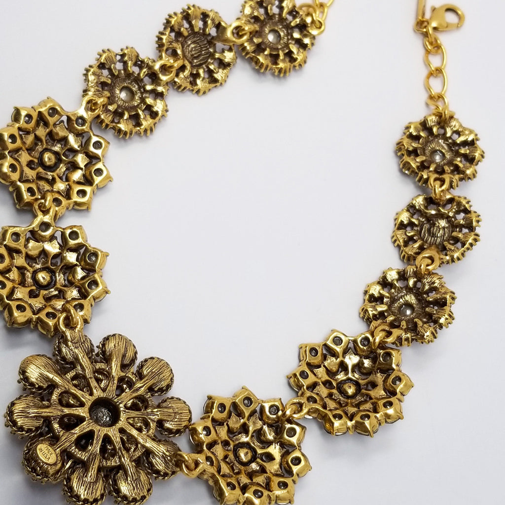 Oscar De La Renta Black Diamond Jeweled Statement Necklace