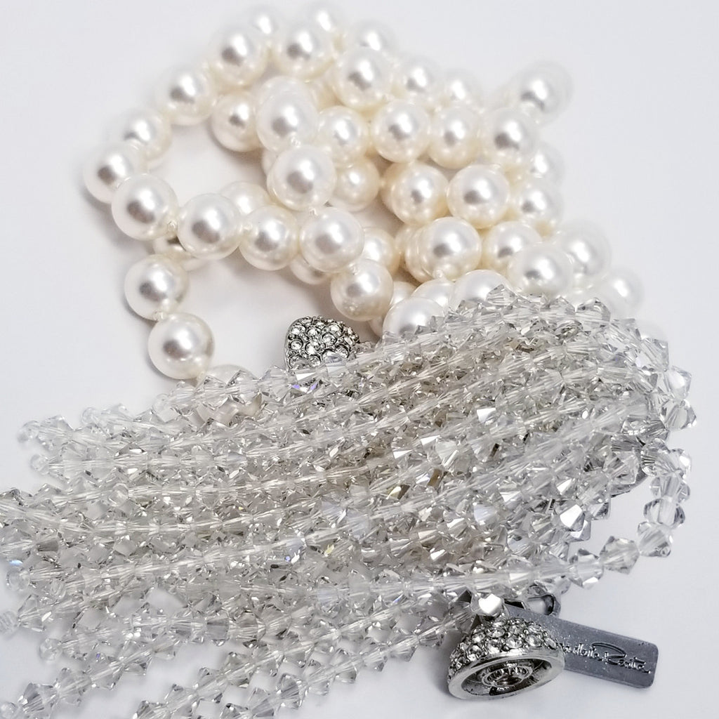 Oscar de la Renta Glass Pearl and Crystal Tassel Necklace