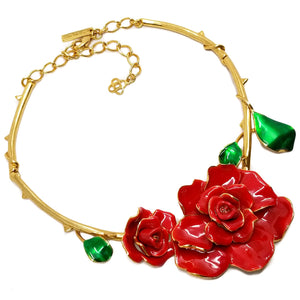 Oscar de la Renta signed 22K Gold Plated Rosette Necklace
