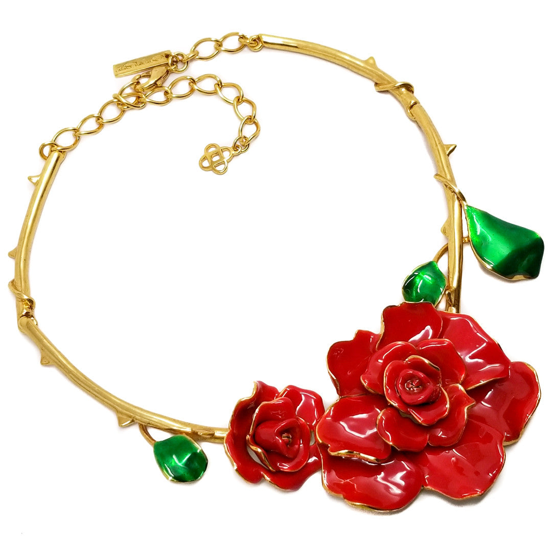 Oscar de la Renta signed 22K Gold Plated Rosette Necklace