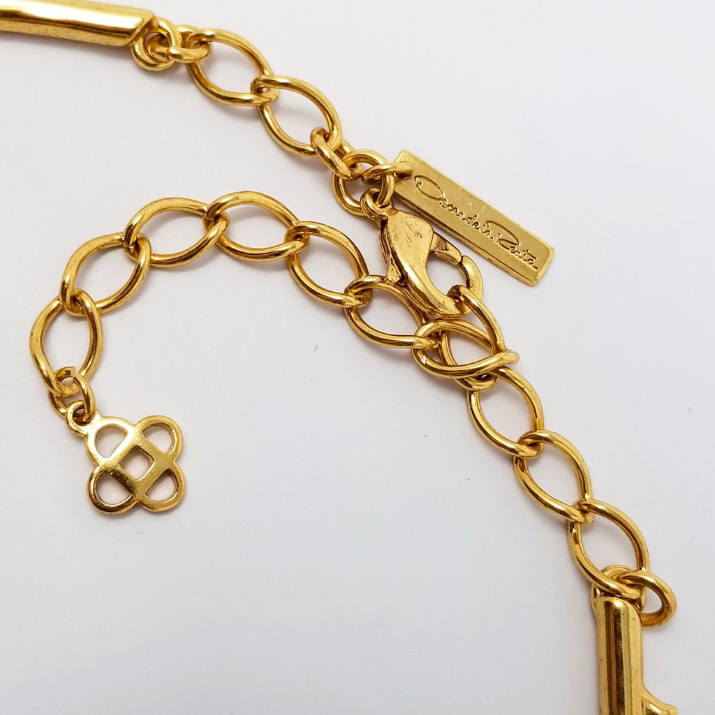 Oscar de la Renta signed 22K Gold Plated Rosette Necklace