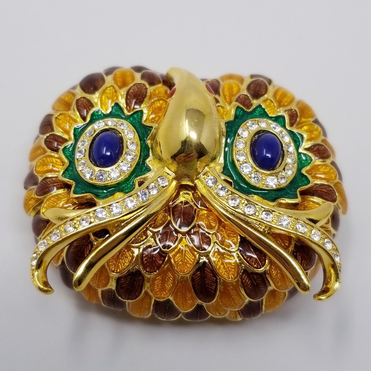 Kenneth Jay Lane Enameled Rhinestone Owl Brooch