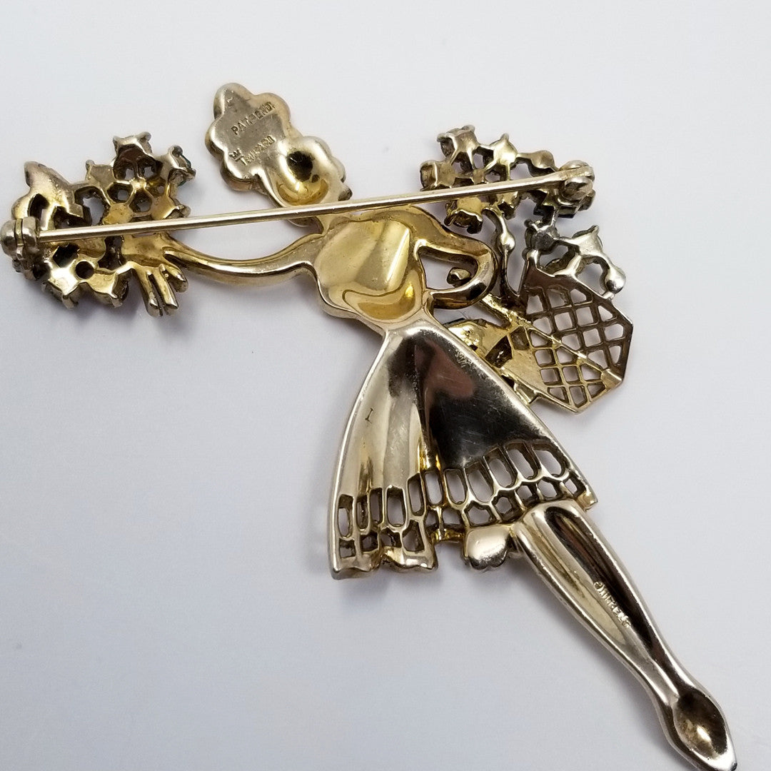 Trifari Crown 1947 Flower Girl Sterling Silver Pin Brooch