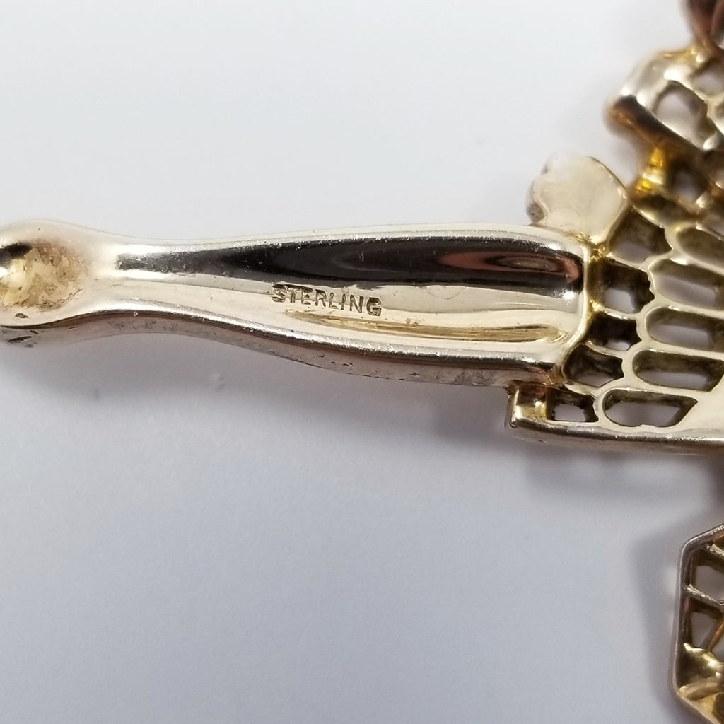 Trifari Crown 1947 Flower Girl Sterling Silver Pin Brooch