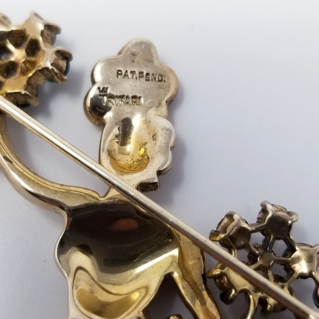 Trifari Crown 1947 Flower Girl Sterling Silver Pin Brooch