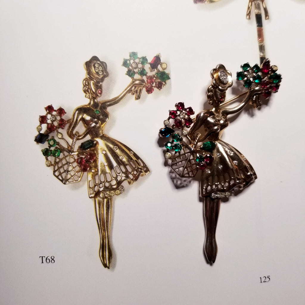 Trifari Crown 1947 Flower Girl Sterling Silver Pin Brooch