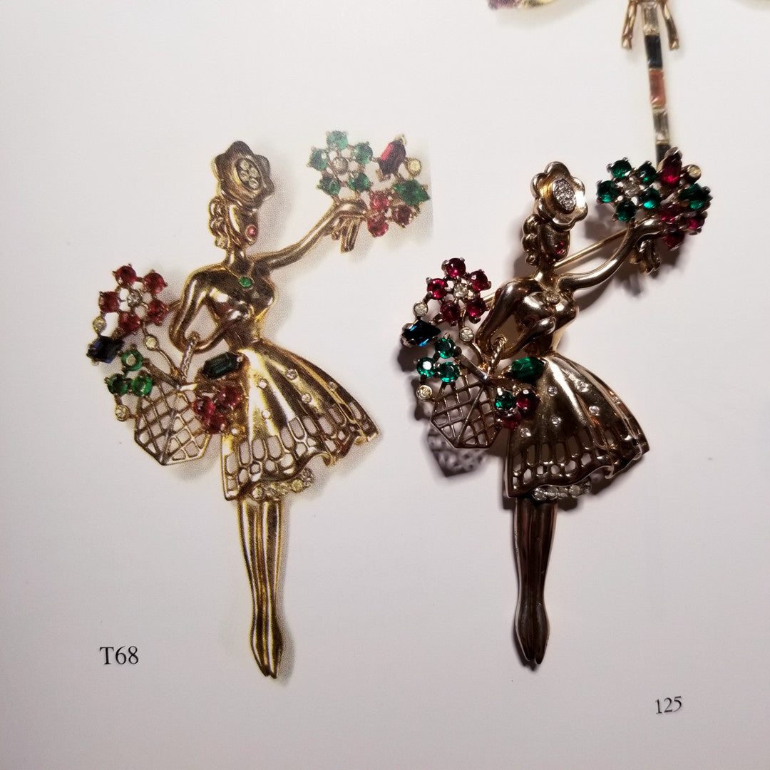 Trifari Crown 1947 Flower Girl Sterling Silver Pin Brooch