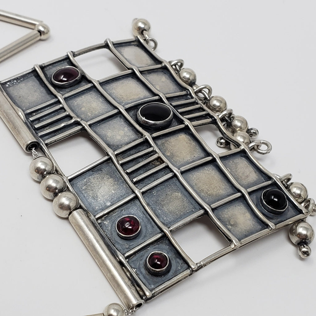 Sterling Silver Art Deco/Modernist Handmade Pendant Necklace
