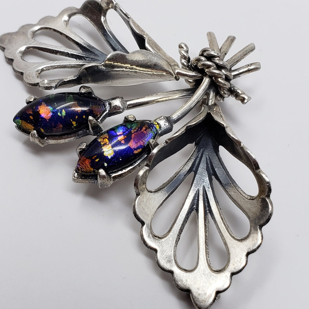 Mexican Sterling Silver Faux Opal Bouquet Pin/Brooch