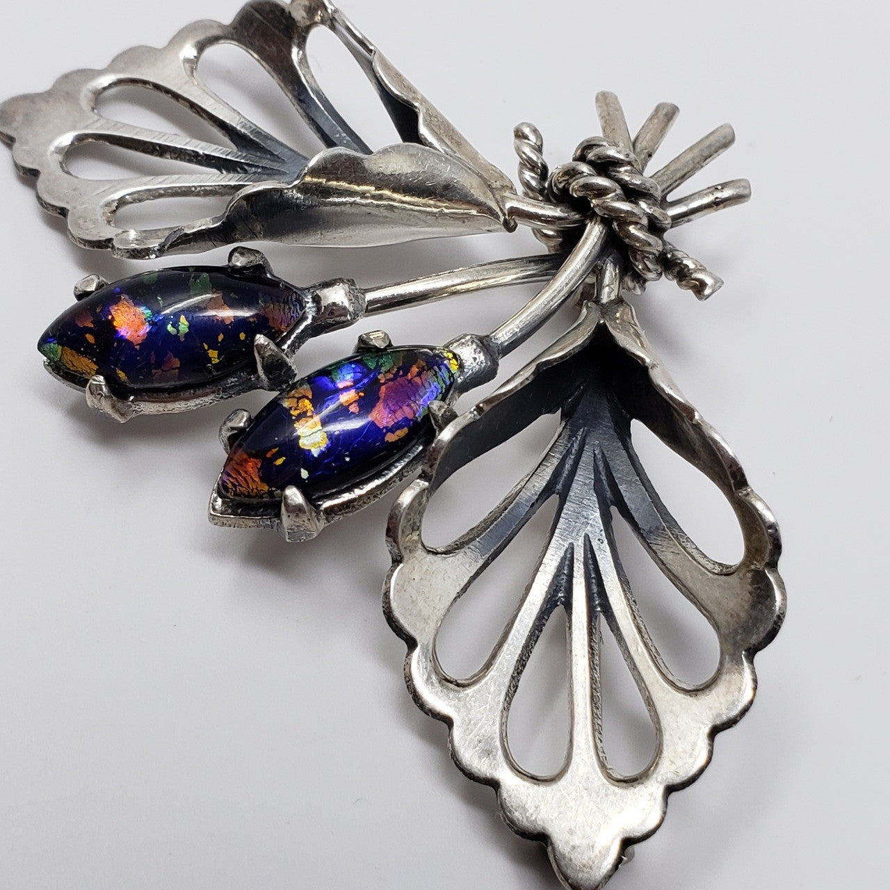 Mexican Sterling Silver Faux Opal Bouquet Pin/Brooch