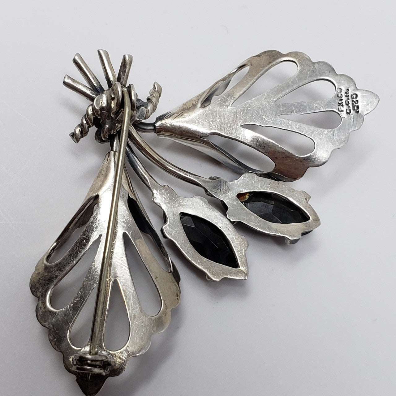 Mexican Sterling Silver Faux Opal Bouquet Pin/Brooch