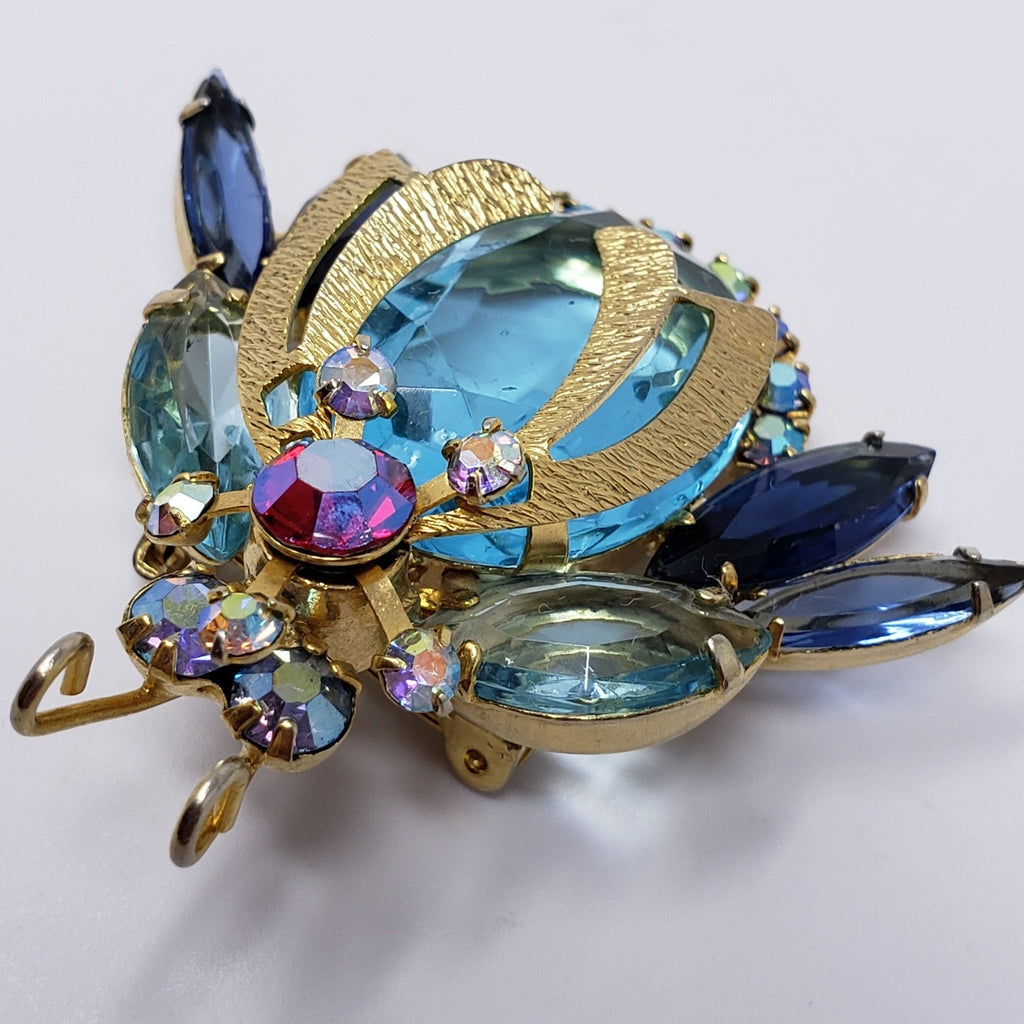 DeLizza & Elster Juliana Vintage AB Glass Bug Insect Beetle Collector Brooch Pin